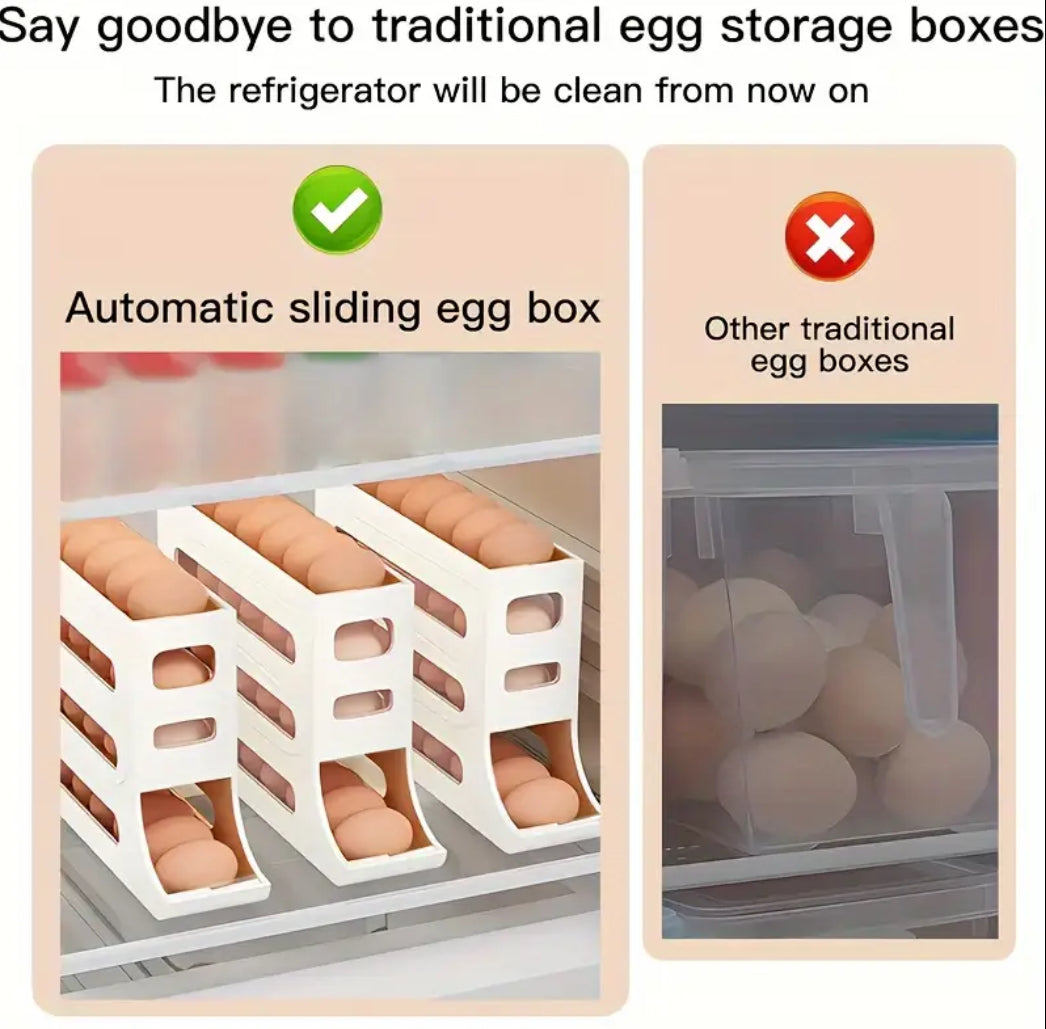 30-Egg Rolling Egg Rack – 4-Layer Auto-Dispensing Refrigerator Organizer
