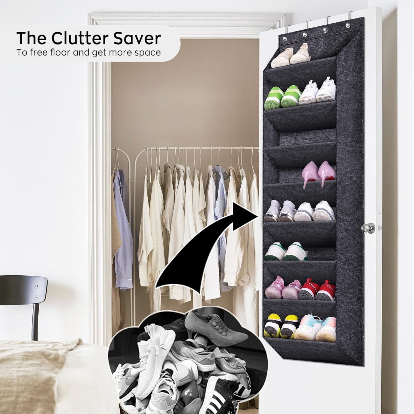 Shoe storage for boots, sneakers and heels