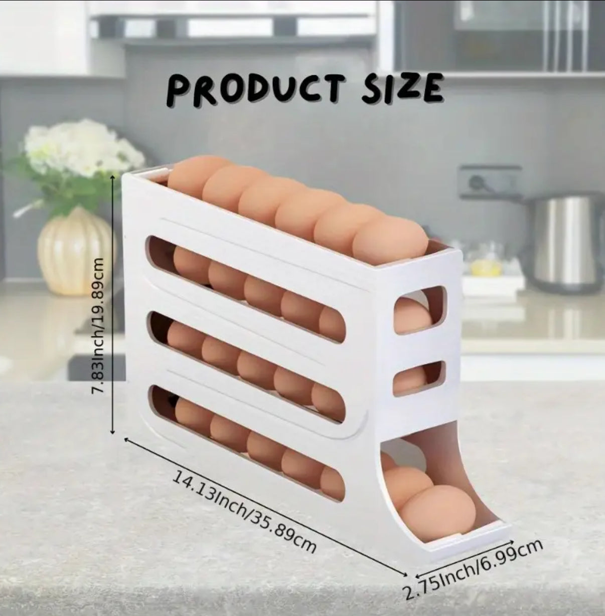 30-Egg Rolling Egg Rack – 4-Layer Auto-Dispensing Refrigerator Organizer