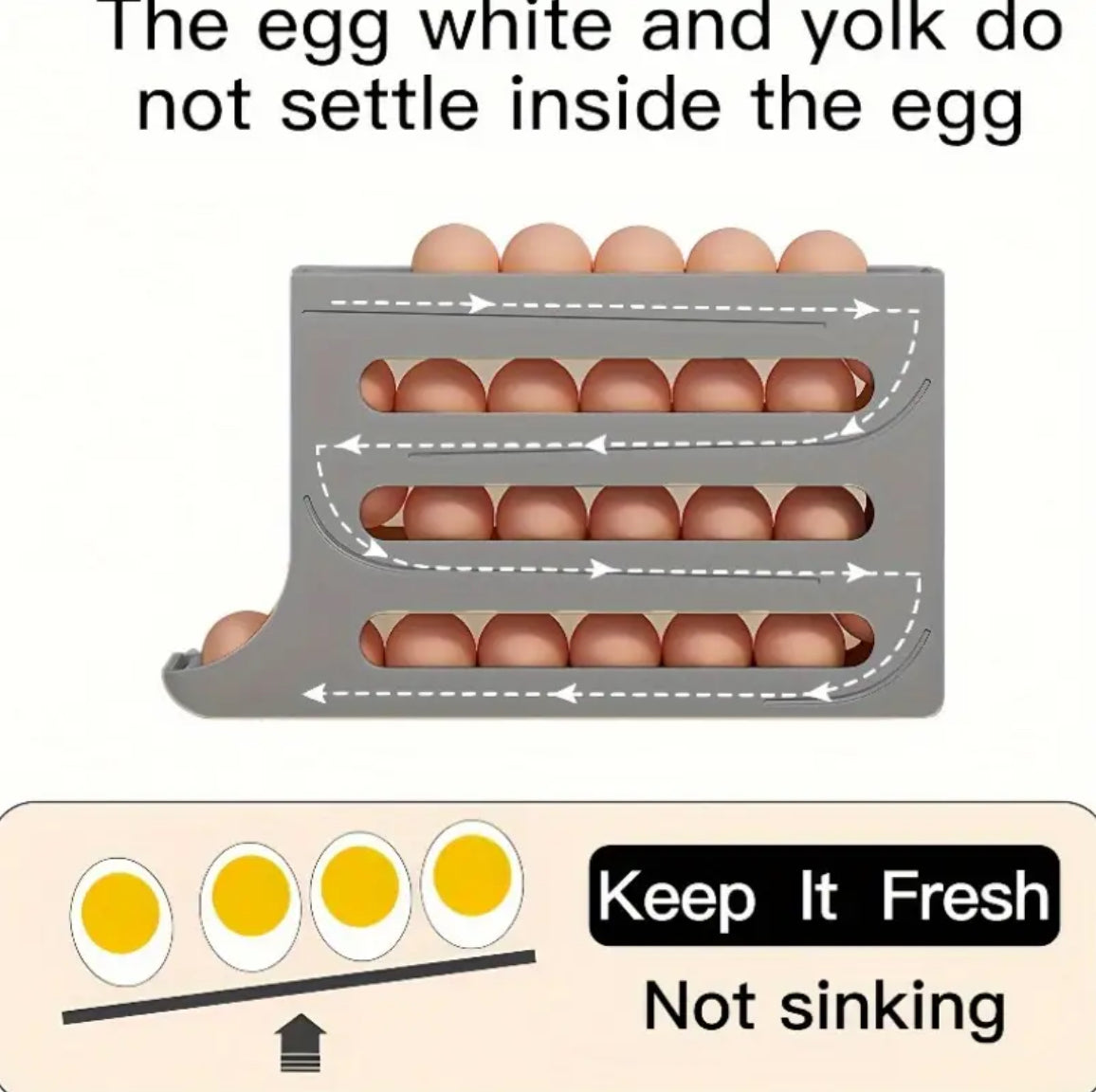 30-Egg Rolling Egg Rack – 4-Layer Auto-Dispensing Refrigerator Organizer