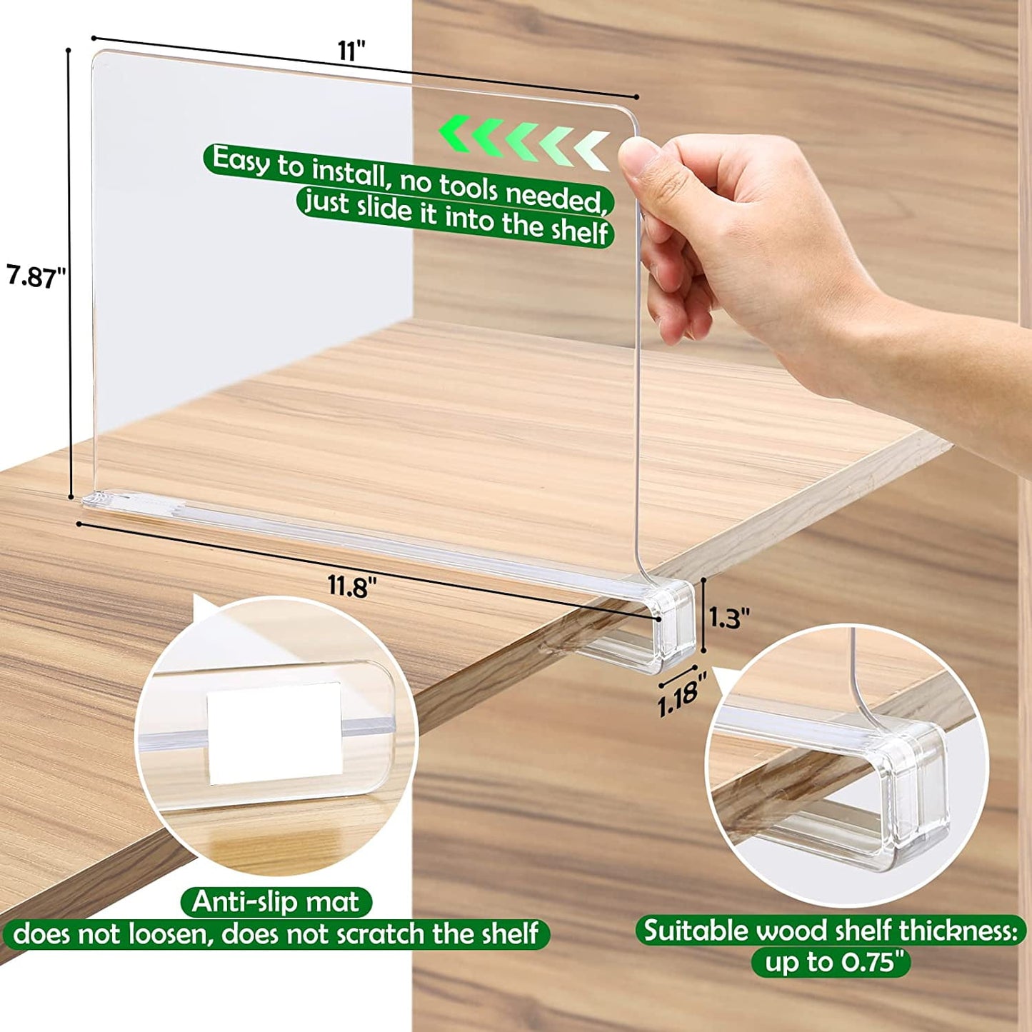 Acrylic Shelf divider easy instillation