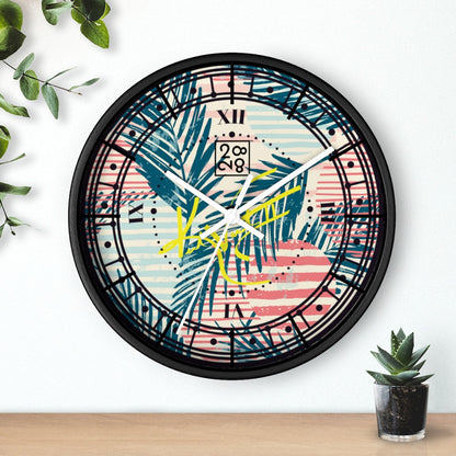 2882Time™ Tropical Palms Stripe Dot Geometric Clock