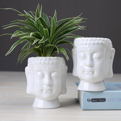 Ceramic buddha white flower pot