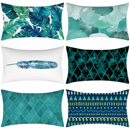 Teal Home Decor Cushion Lumbar Pillowcase