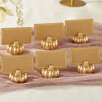 Gold Pumpkin Place Card Holder (Set of 6)