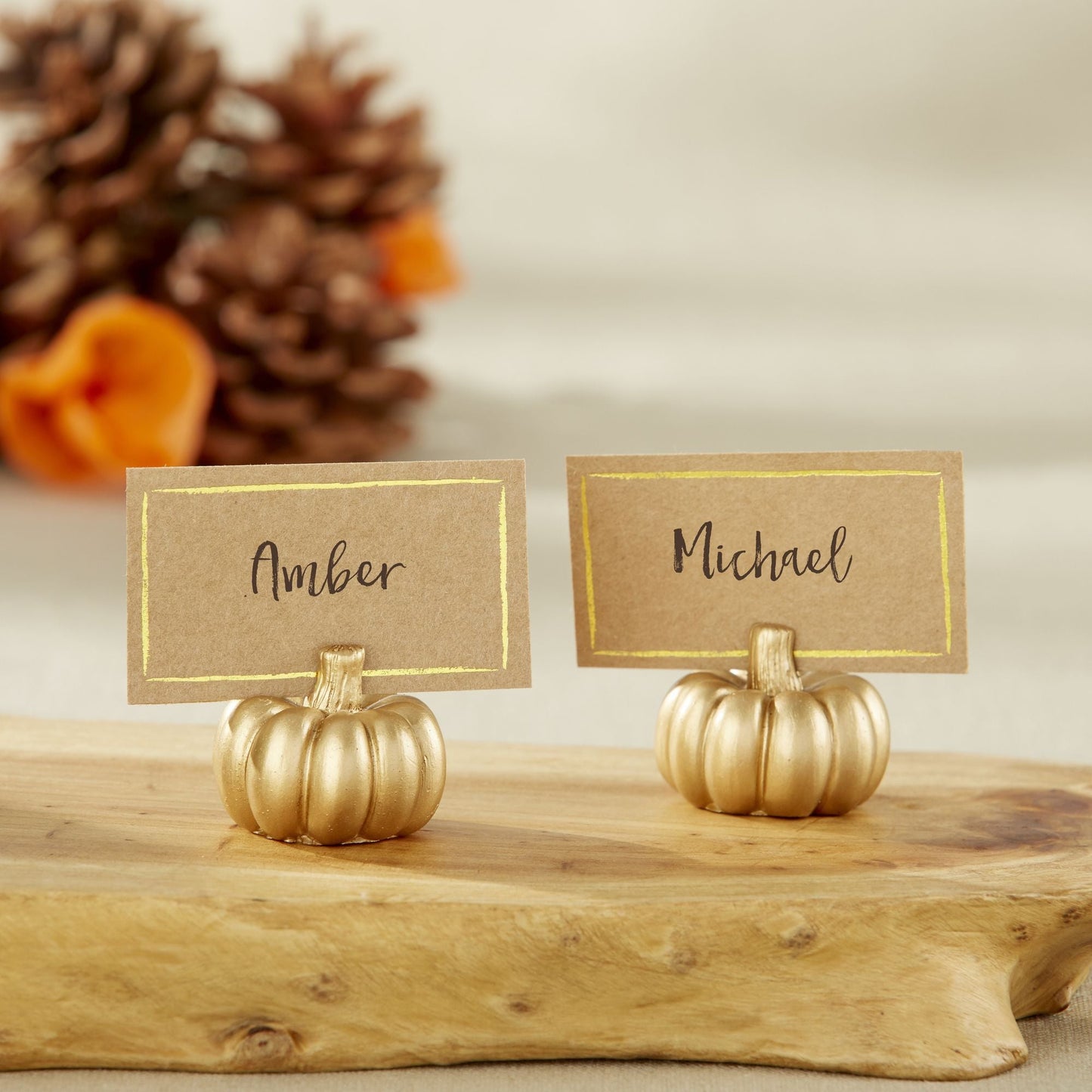 Gold Pumpkin Place Card Holder (Set of 6)