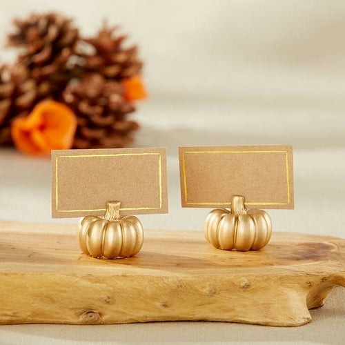 Gold Pumpkin Place Card Holder (Set of 6)