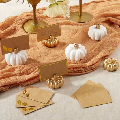 Gold Pumpkin Place Card Holder (Set of 6)