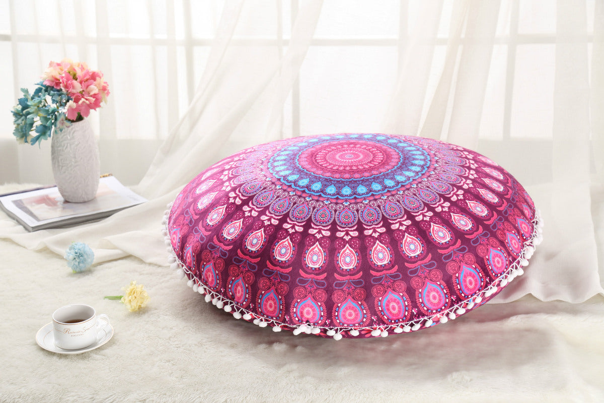 Colorful Mandala Floor Pillows Ottoman Round Bohemian Meditation Cushion Pillow Pouf