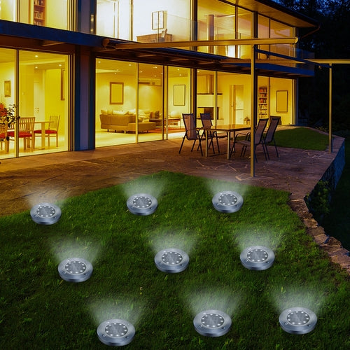 4/8 LEDs Solar Powered Buried Light Outdoor Pathway Garden Decking Lam