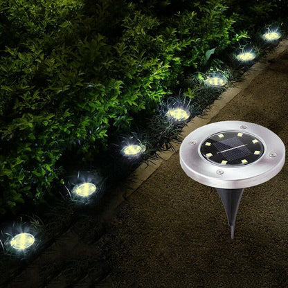 4/8 LEDs Solar Powered Buried Light Outdoor Pathway Garden Decking Lam