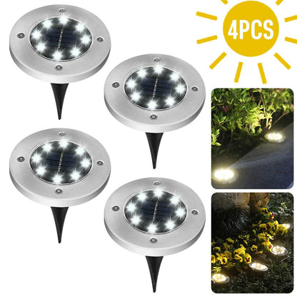 4/8 LEDs Solar Powered Buried Light Outdoor Pathway Garden Decking Lam