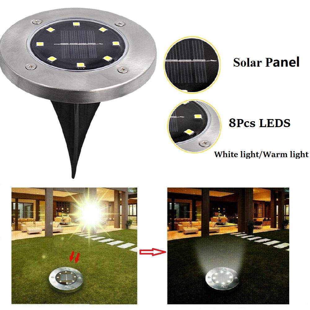 4/8 LEDs Solar Powered Buried Light Outdoor Pathway Garden Decking Lam