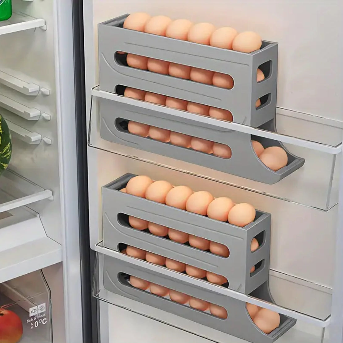 30-Egg Rolling Egg Rack – 4-Layer Auto-Dispensing Refrigerator Organizer