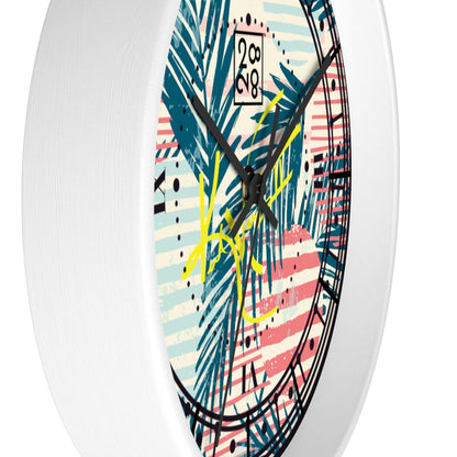 2882Time™ Tropical Palms Stripe Dot Geometric Clock