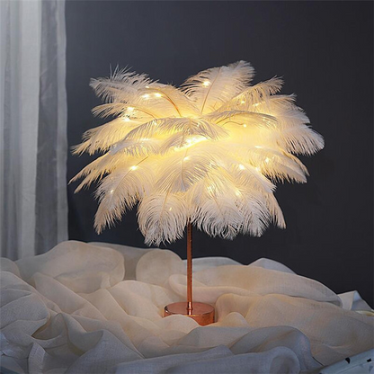 Feather Lamp Nordic Desk Lamp European-Style Bedroom Bedside Feather Table Lamp Night Light Table Lamp Decoration Modern