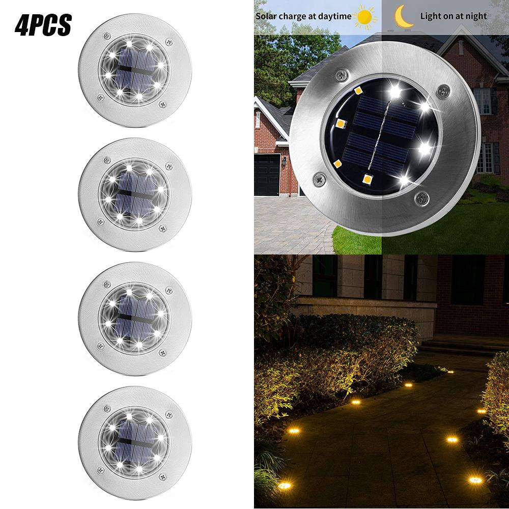 4/8 LEDs Solar Powered Buried Light Outdoor Pathway Garden Decking Lam