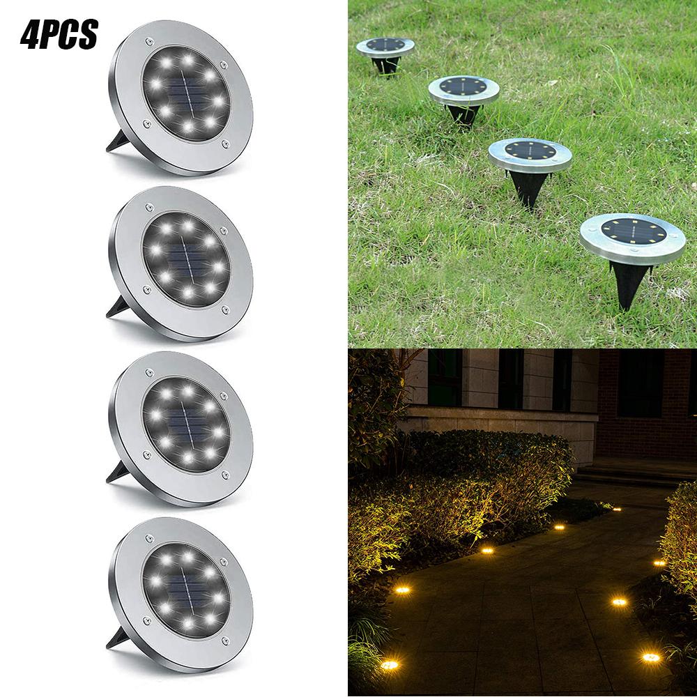 4/8 LEDs Solar Powered Buried Light Outdoor Pathway Garden Decking Lam