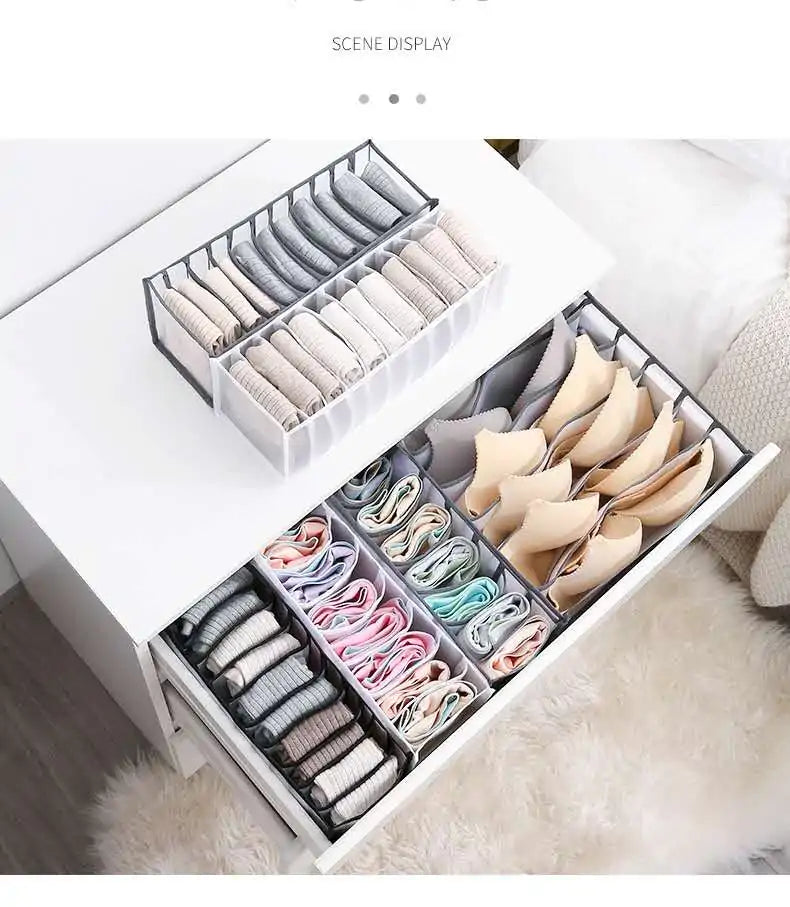 7-Grid Foldable Drawer Organizer for Dorm Closet