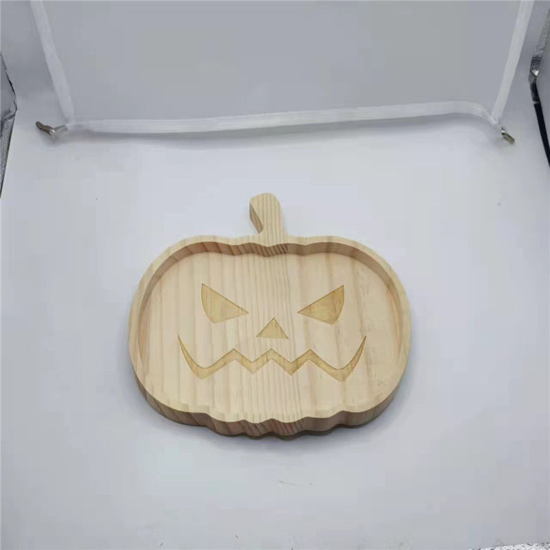 Halloween Wooden Pumpkin Tray Home Decor