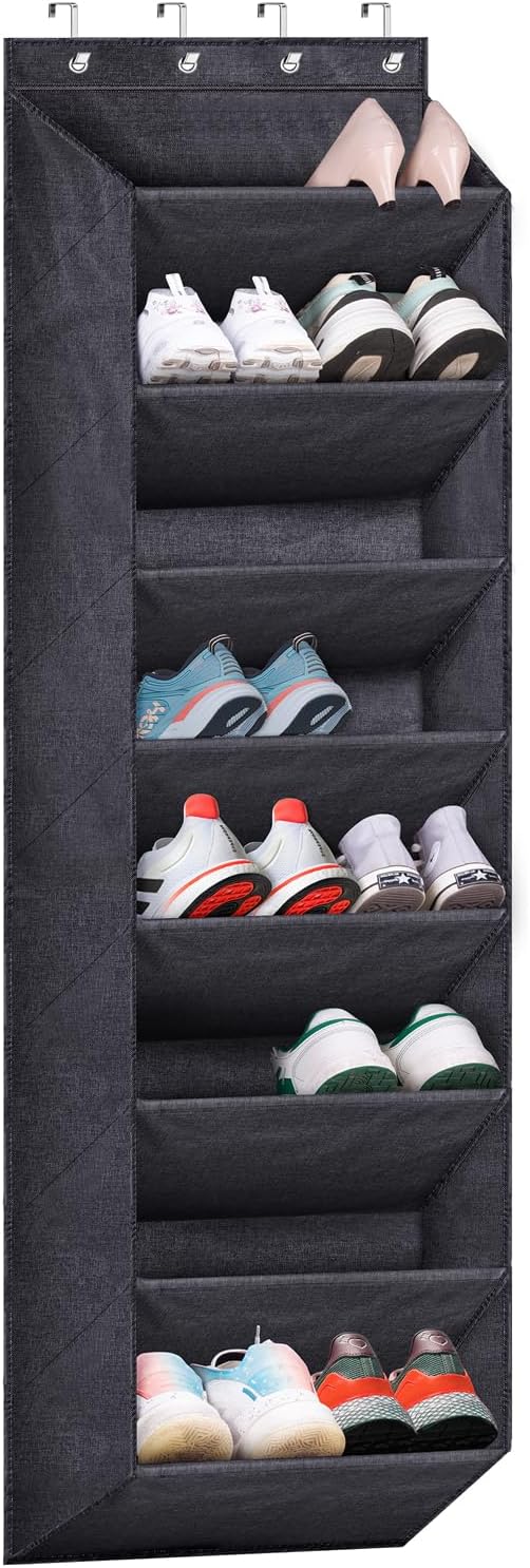 Black hanging shoe rack for small closets