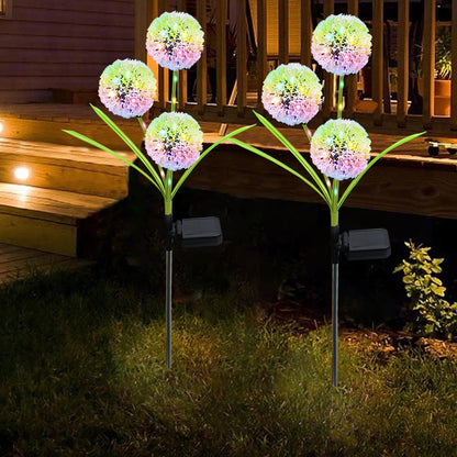 Solar Lights Outdoor Decorative 3 Heads Solar Dandelion Garden Lights