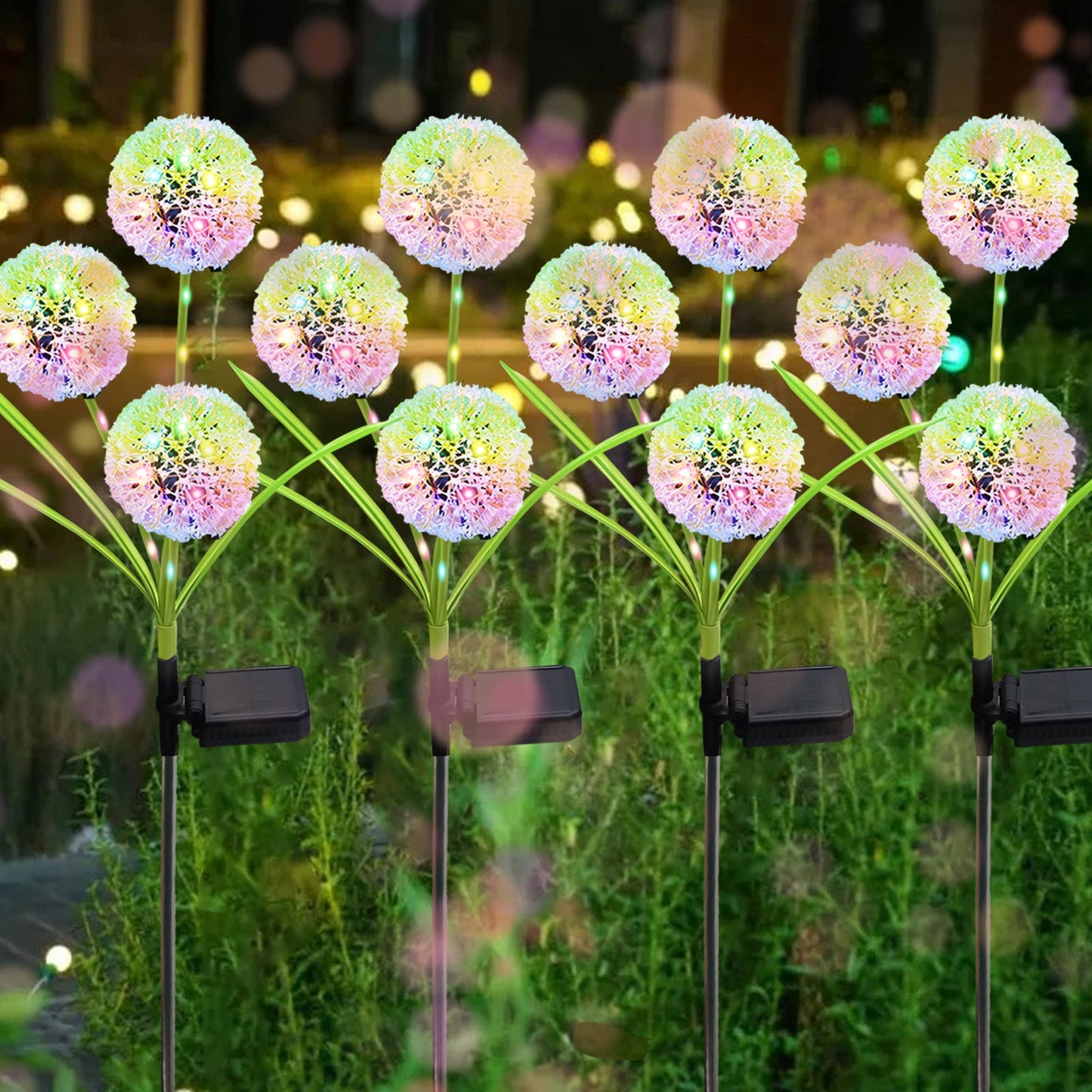 Solar Lights Outdoor Decorative 3 Heads Solar Dandelion Garden Lights