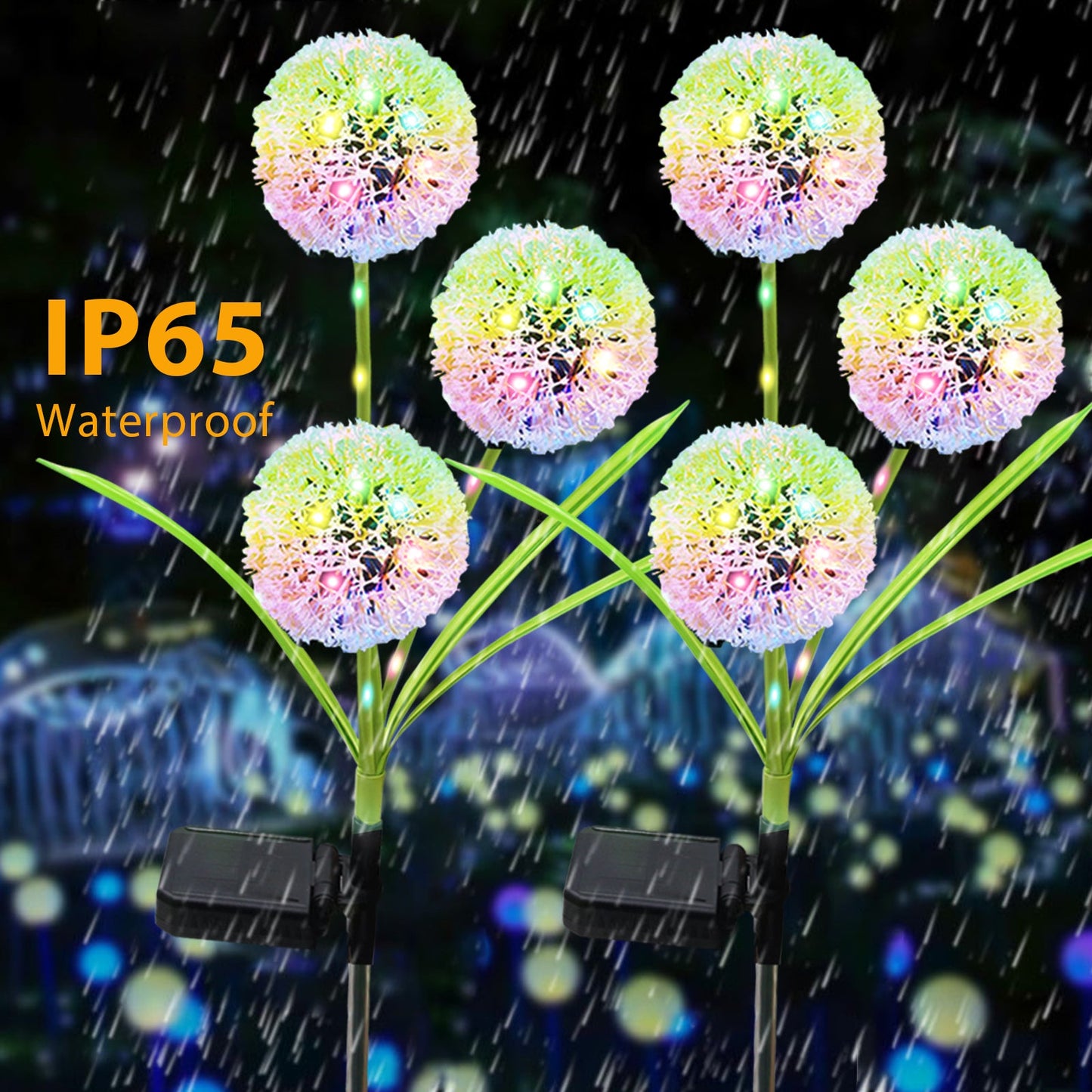 Solar Lights Outdoor Decorative 3 Heads Solar Dandelion Garden Lights