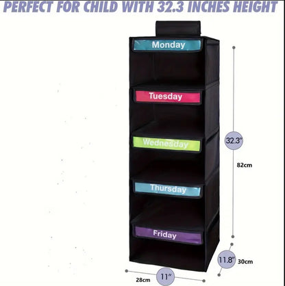5-Tier (black) Hanging Closet Organizer – Simplify Your Weekday Mornings