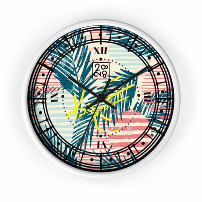 2882Time™ Tropical Palms Stripe Dot Geometric Clock