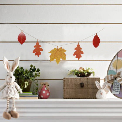 DIY Fall Leaves Bunting Decor Assorted Autumn Falling Leaves Ornaments Garland Maple Leaf Banner Home Mantle Decor Thanksgiving