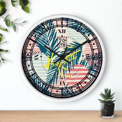 2882Time™ Tropical Palms Stripe Dot Geometric Clock