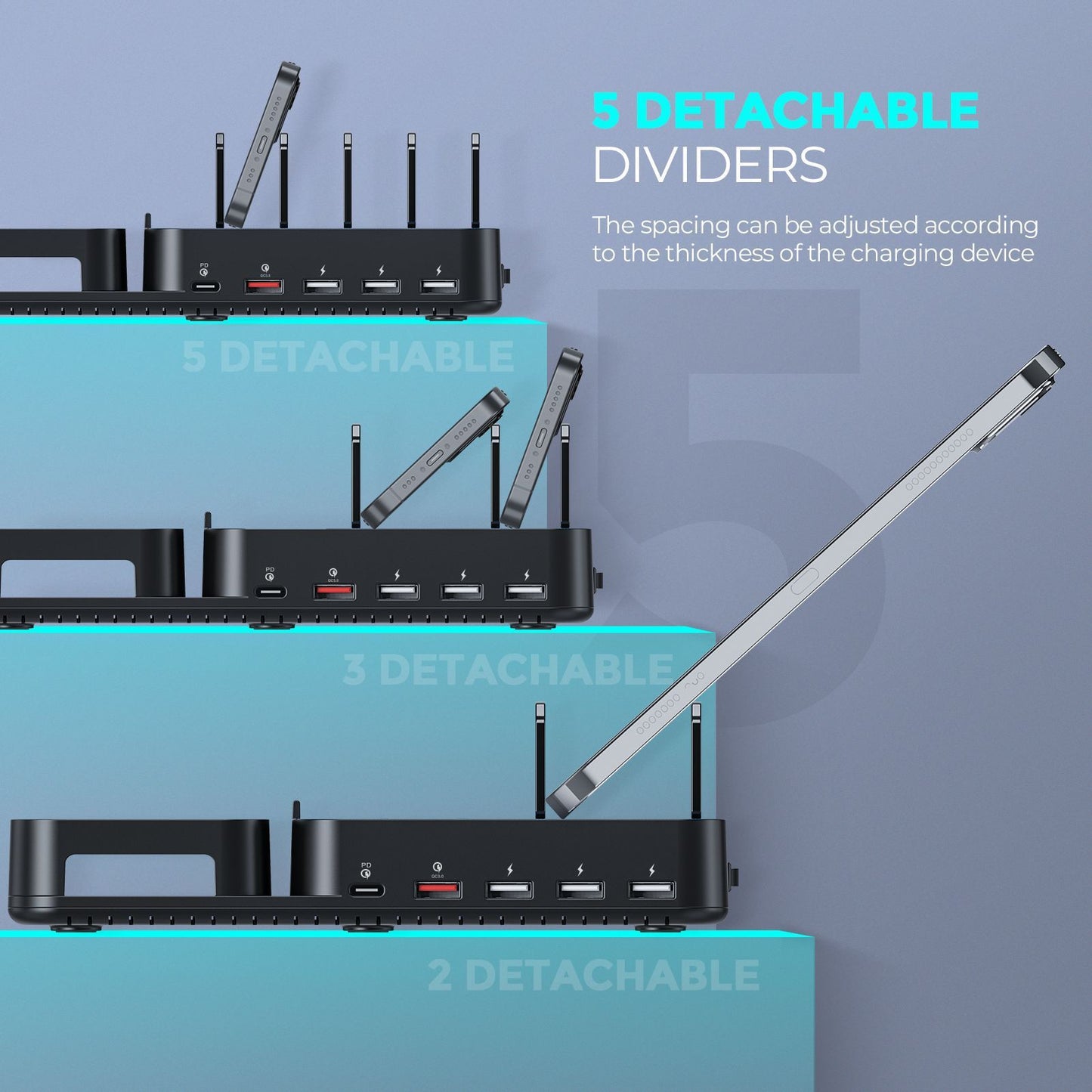 5-port Wireless USB Charger For Tablet Mobile Phone Digital Devices