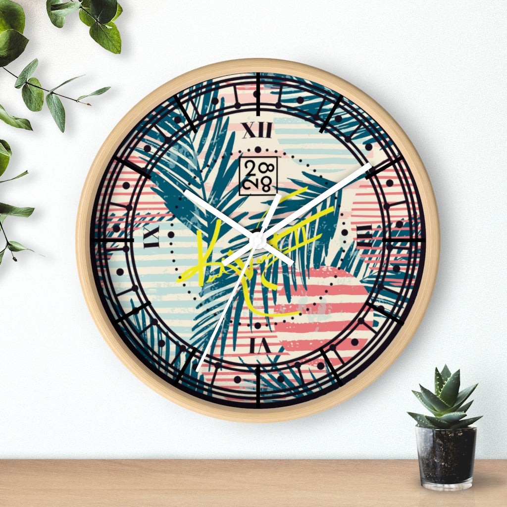 2882Time™ Tropical Palms Stripe Dot Geometric Clock