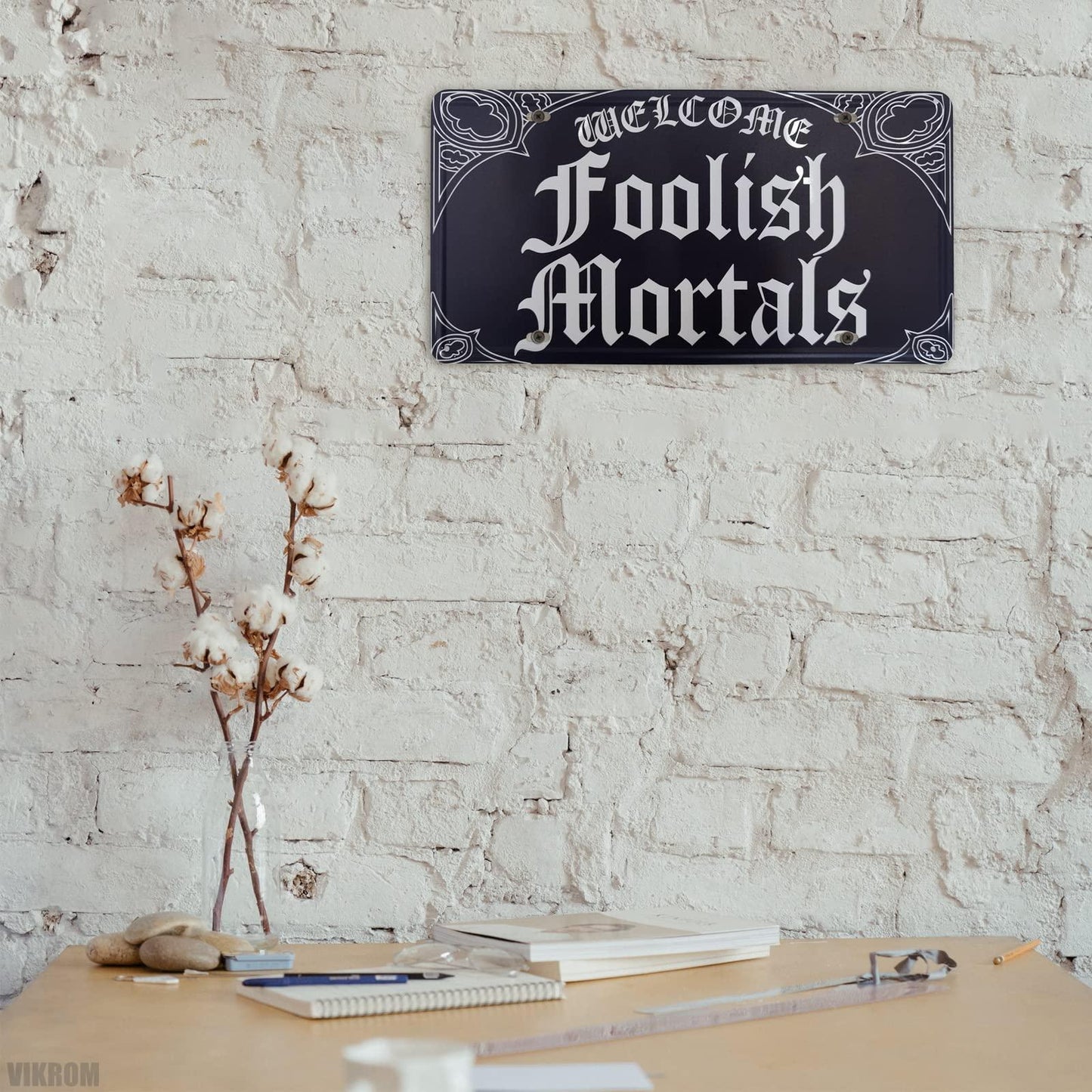 Retro Welcome Foolish Mortals Sign   Retro Vintage Signs Trolls Wall