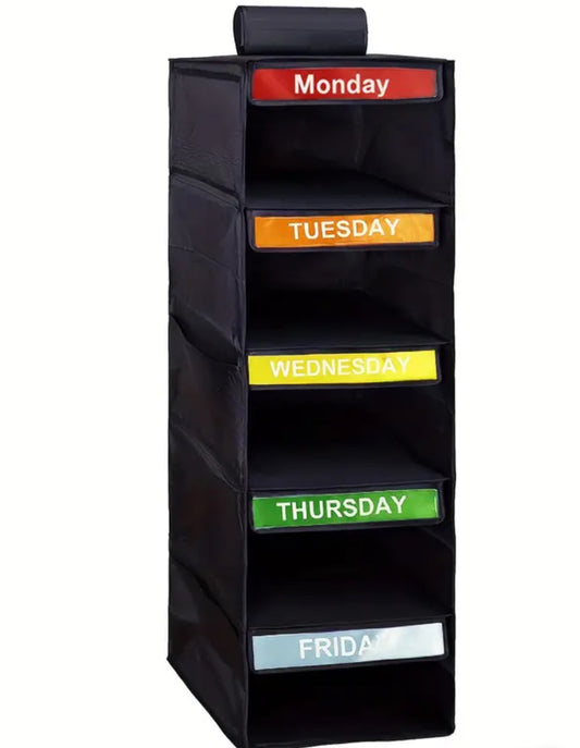 5-Tier (black) Hanging Closet Organizer – Simplify Your Weekday Mornings