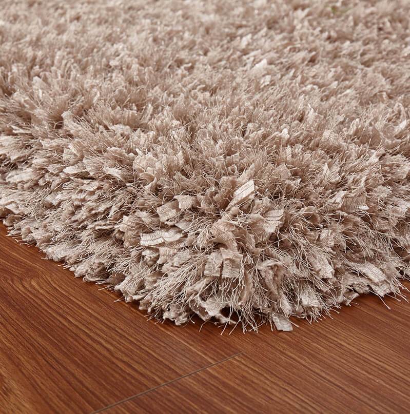 "Coral" Shag Area Rug High Pile in Beige