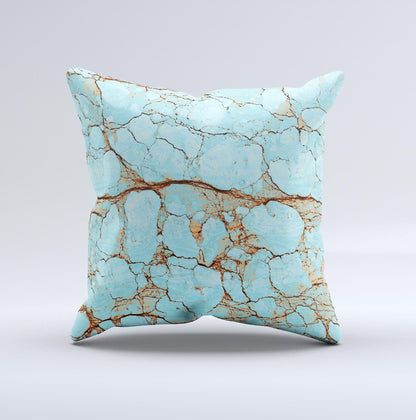 Cracked Teal Stone ink-Fuzed Decorative Throw Pillow