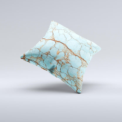 Cracked Teal Stone ink-Fuzed Decorative Throw Pillow