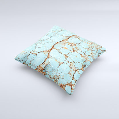 Cracked Teal Stone ink-Fuzed Decorative Throw Pillow