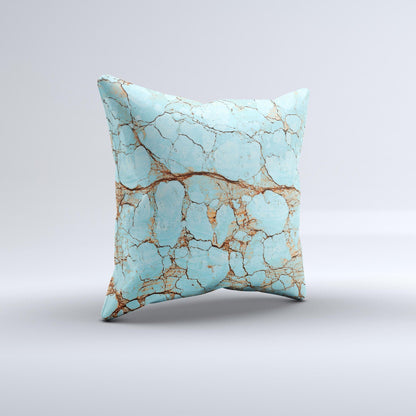 Cracked Teal Stone ink-Fuzed Decorative Throw Pillow