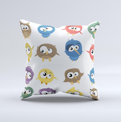 Crazy Birds Ink-Fuzed Decorative Throw Pillow