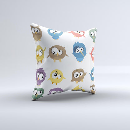 Crazy Birds Ink-Fuzed Decorative Throw Pillow