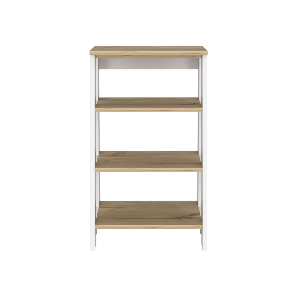 Linen Cabinet Jenne, Four Open Shelves, Light Oak / White Finish