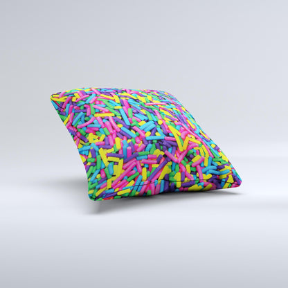 Neon Sprinkles Ink-Fuzed Decorative Throw Pillow