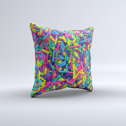 Neon Sprinkles Ink-Fuzed Decorative Throw Pillow