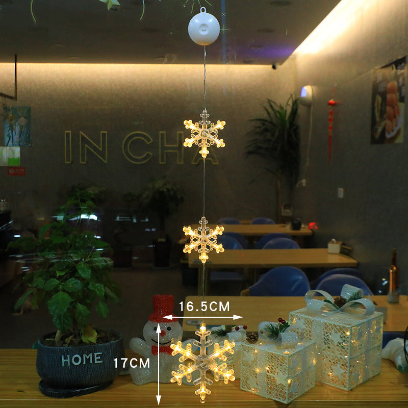 Christmas 3pcs LED Light Star Xmas Tree Hanging Sucker Lamp Window Ornaments Decoration For Home Xmas Navidad 2023 New Year Decor Christmas Decorations