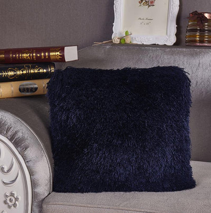 Decorative Shaggy Pillow in Blue