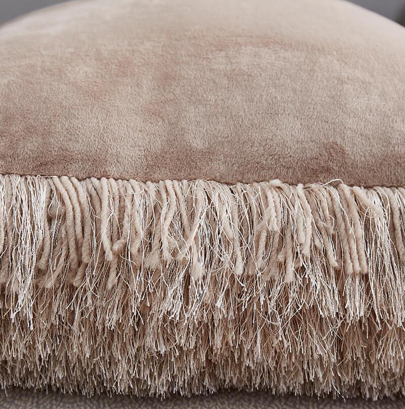 Decorative Shaggy Pillow in Beige