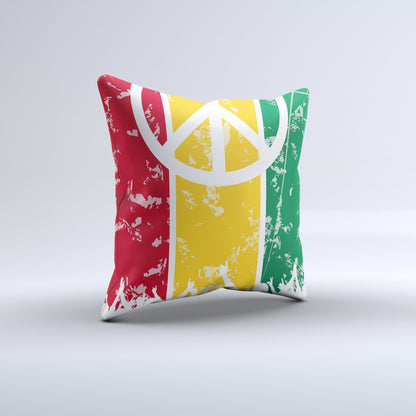 Red, Yellow & Green Layered Peace  Ink-Fuzed Decorative Throw Pillow